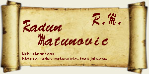 Radun Matunović vizit kartica